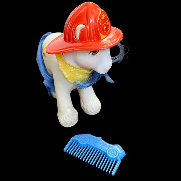My Little Pony Big Brother Chief Fire Fighter Hat Bandana Comb VTG 1987 G1 MLP - Picture 1 of 16
